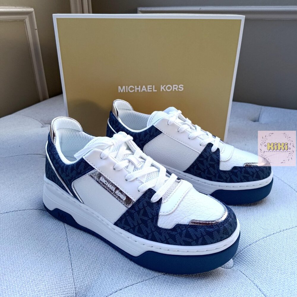 Michael Kors Lexi Mixed-Media Sneaker color admiral 49T5LXFS1L - Picture 8 of 13